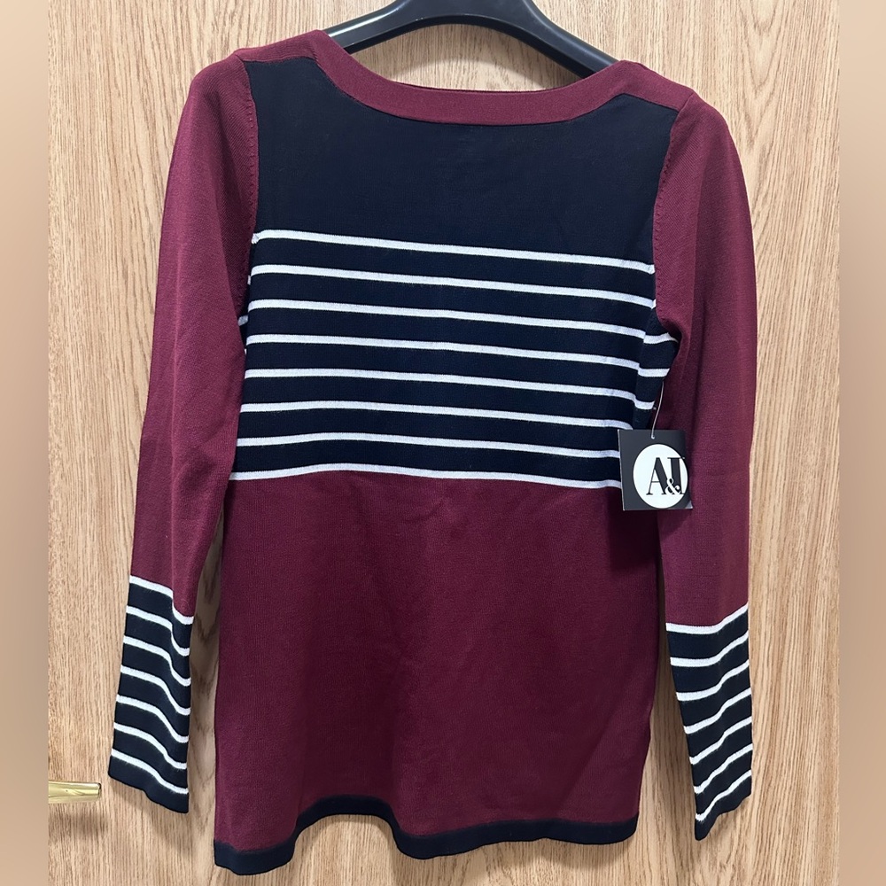 New A&I Burgundy White/Black Stripe Casual 
Sweater Women’s S